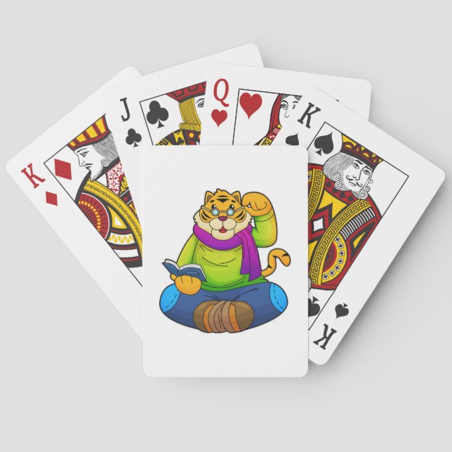 Tiger as Nerd with Book Playing Cards (Back)