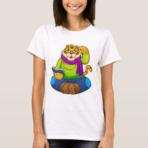 Tiger as Nerd with Book T-Shirt