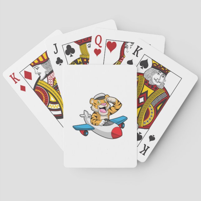 Tiger as Pilot in Plane Playing Cards (Back)