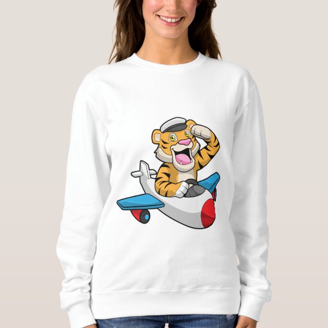 Tiger as Pilot in Plane Sweatshirt (Front)