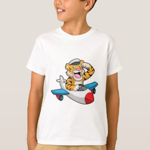 Tiger as Pilot in Plane T-Shirt
