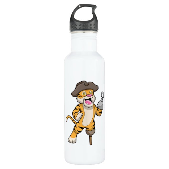 Tiger as Pirate with Wooden leg & Hooked hand 710 Ml Water Bottle (Front)