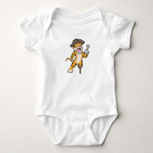Tiger as Pirate with Wooden leg & Hooked hand Baby Bodysuit