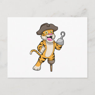 Tiger as Pirate with Wooden leg & Hooked hand Postcard