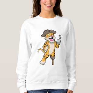 Tiger as Pirate with Wooden leg & Hooked hand Sweatshirt
