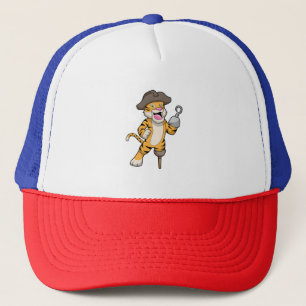 Tiger as Pirate with Wooden leg & Hooked hand Trucker Hat