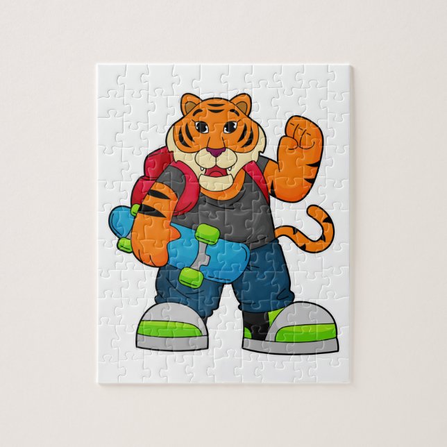 Tiger as Skater with Skateboard Jigsaw Puzzle (Vertical)