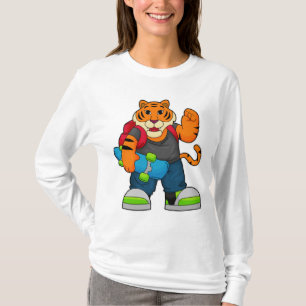 Tiger as Skater with Skateboard T-Shirt