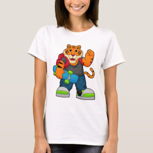 Tiger as Skater with Skateboard T-Shirt