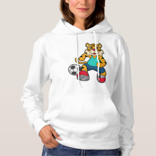 Tiger as Soccer player with Soccer ball Hoodie