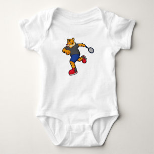 Tiger as Tennis player with Tennis racket Baby Bodysuit