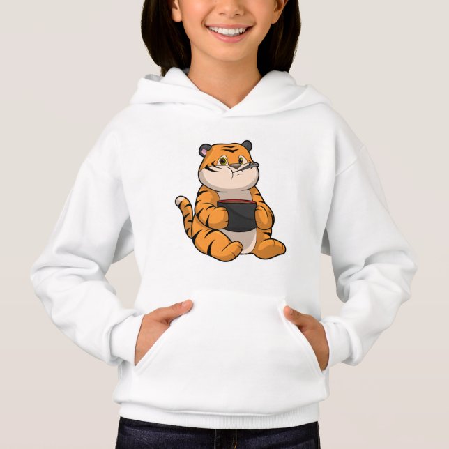 Tiger at Eating with Bowl (Front)