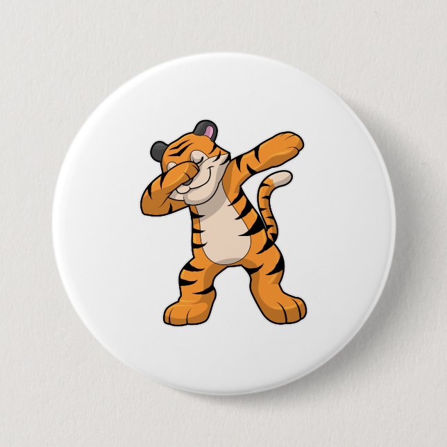 Tiger at Hip Hop Dance Dab 3 Inch Round Button (Front)