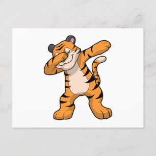 Tiger at Hip Hop Dance Dab Postcard