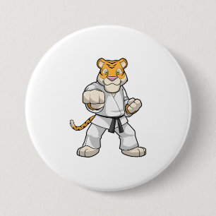 Tiger at Martial arts Karate 3 Inch Round Button