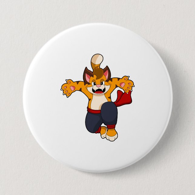 Tiger at Martial arts Karate 3 Inch Round Button (Front)