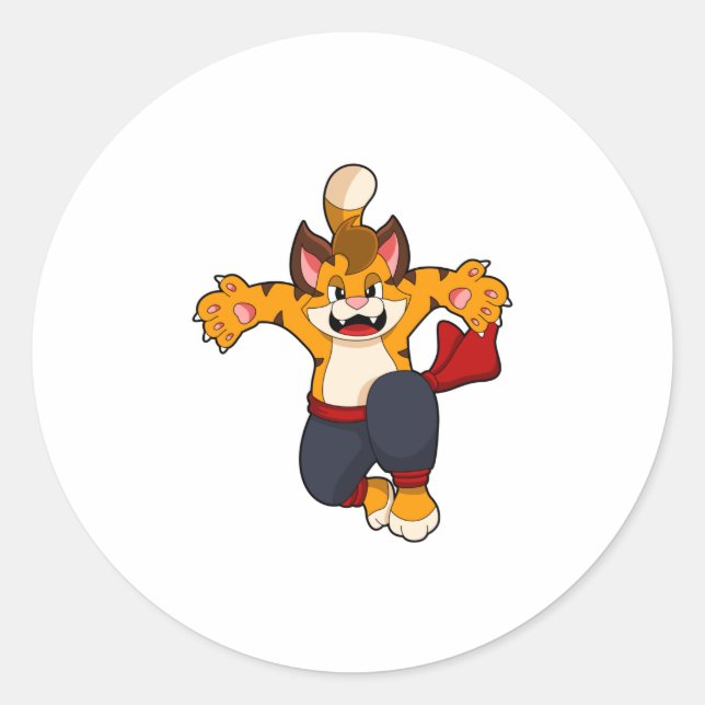 Tiger at Martial arts Karate Classic Round Sticker (Front)
