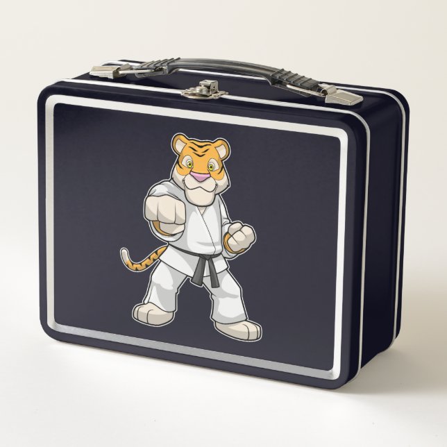 Tiger at Martial arts Karate Metal Lunch Box (Front)