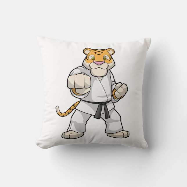 Tiger at Martial arts Karate Throw Pillow (Front)