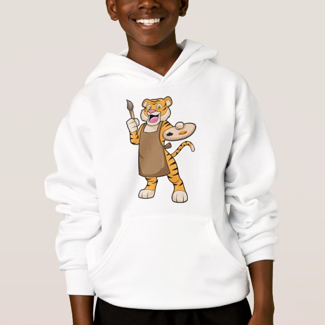 Tiger at Painting with Paint & Brush (Front)