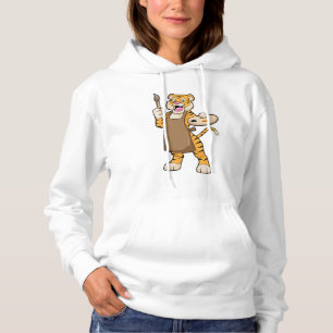 Tiger at Painting with Paint & Brush Hoodie