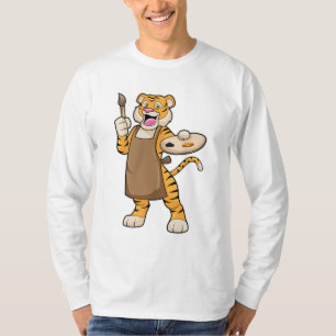 Tiger at Painting with Paint & Brush T-Shirt