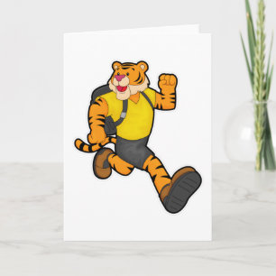 Tiger at Running with Backpack Card