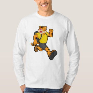 Tiger at Running with Backpack T-Shirt