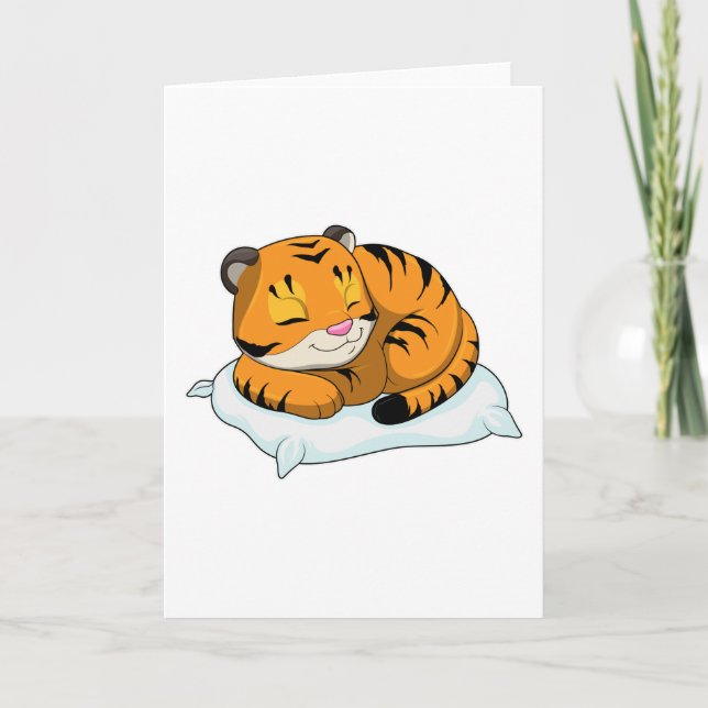 Tiger at Sleeping with Pillow Card (Front)