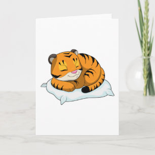 Tiger at Sleeping with Pillow Card