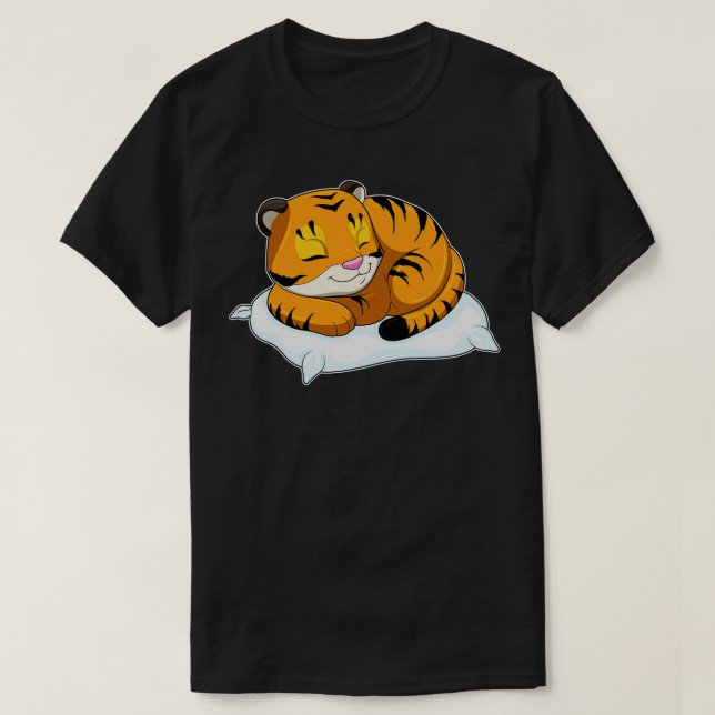 Tiger at Sleeping with Pillow T-Shirt (Design Front)