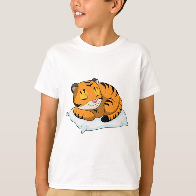 Tiger at Sleeping with Pillow T-Shirt (Front)
