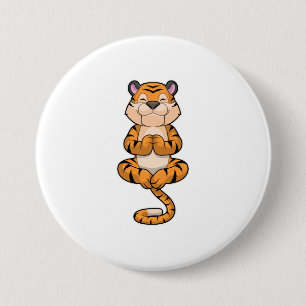 Tiger at Yoga Fitness 3 Inch Round Button