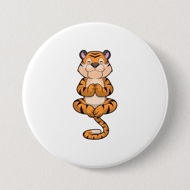 Tiger at Yoga Fitness 3 Inch Round Button (Front)