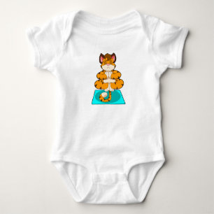 Tiger at Yoga on Yoga mat Baby Bodysuit