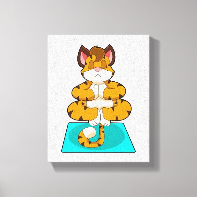 Tiger at Yoga on Yoga mat Canvas Print (Front)