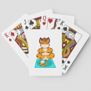 Tiger at Yoga on Yoga mat Playing Cards