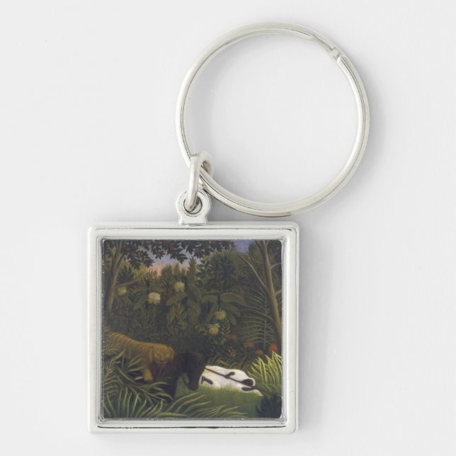Tiger Attacking a Horse and a Sleeping Black Man ( Keychain (Front)