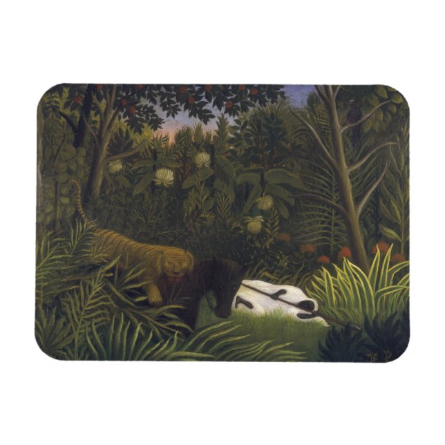 Tiger Attacking a Horse and a Sleeping Black Man ( Magnet (Horizontal)