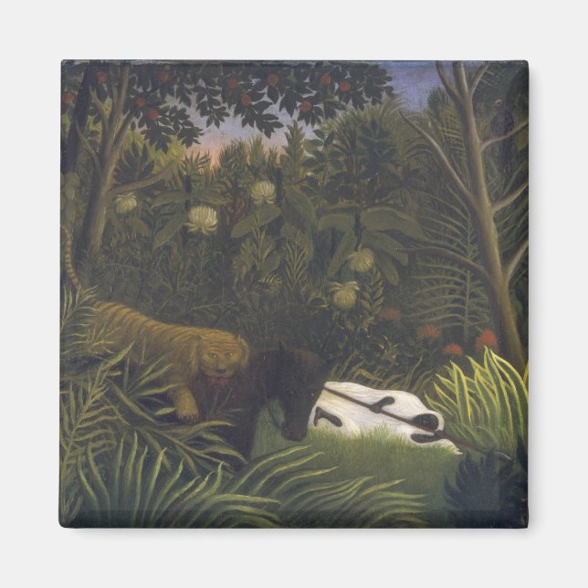 Tiger Attacking a Horse and a Sleeping Black Man ( Magnet (Front)