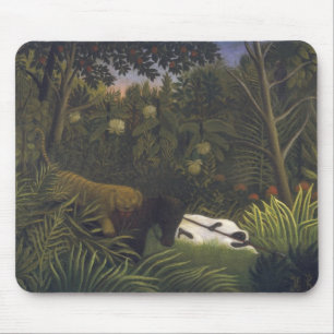 Tiger Attacking a Horse and a Sleeping Black Man ( Mouse Pad
