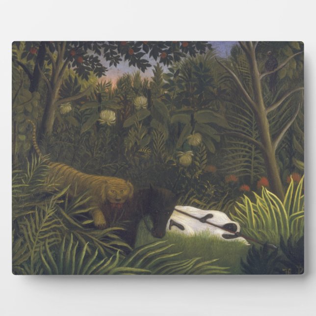 Tiger Attacking a Horse and a Sleeping Black Man ( Plaque (Front)
