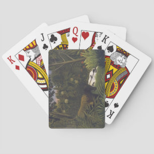 Tiger Attacking a Horse and a Sleeping Black Man ( Playing Cards