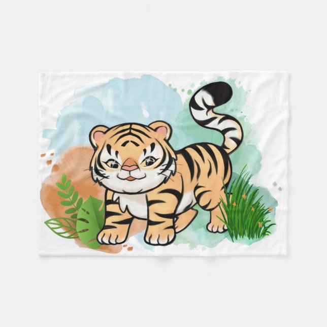 Tiger Baby Fleece Blanket (Front (Horizontal))
