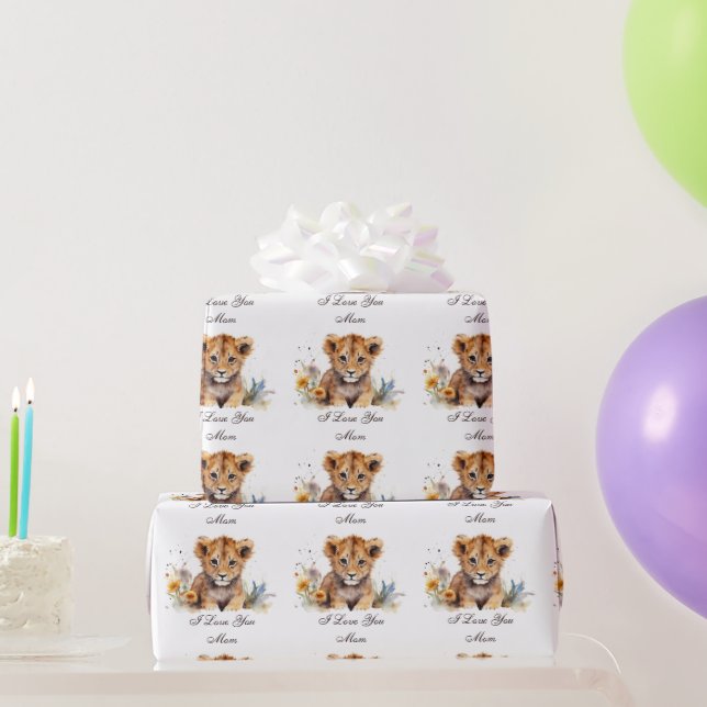 Tiger Baby I Love You Mom Wrapping Paper (Party Gifts)