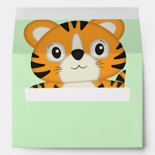 Tiger Baby Shower Green Envelope