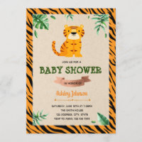 Tiger baby shower party invitation