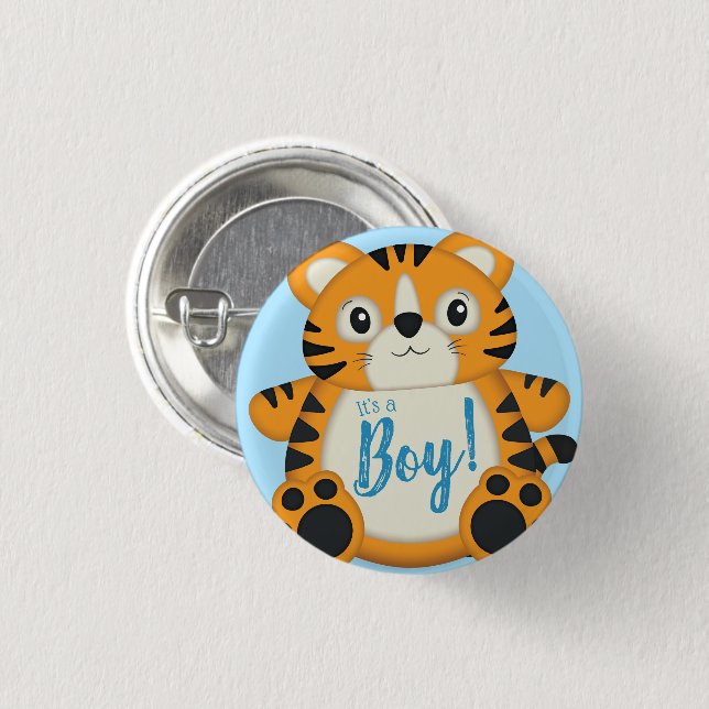Tiger Baby Shower Safari 1 Inch Round Button (Front & Back)