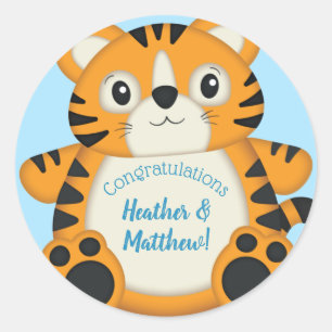 Tiger Baby Shower Safari Classic Round Sticker