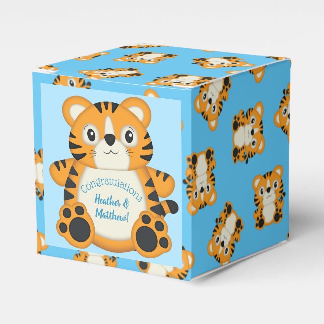 Tiger Baby Shower Safari Favor Box (Front Side)